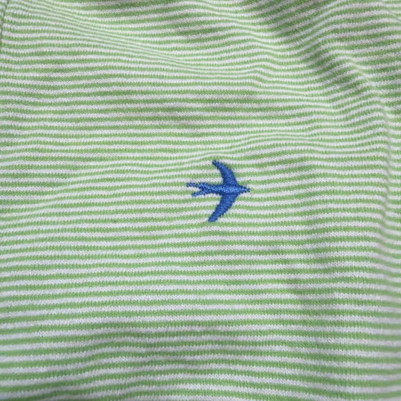 Relwen Men's Small Ringspun Jersey Polo Lime Green & White Striped Single Pocket - Picture 4 of 10